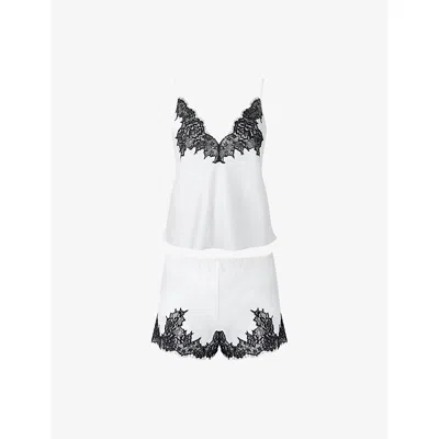 Bluebella Womens Ivory/black Anastasia Lace-insert Satin Pyjama Set In White