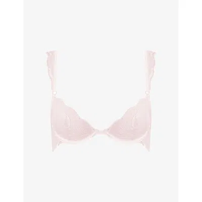 Bluebella Womens Pearl Pink/sheer Marabel Sheer Embroidered Lace Bra 34dd
