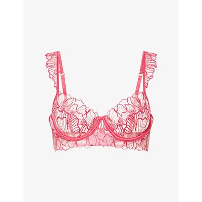 Bluebella Womens Virtual Pink/ Sheer Amarosa Wired Lace Bra