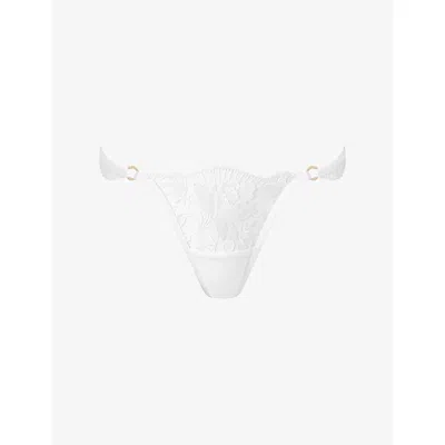 Bluebella Womens White Gabriella Floral-embroidered Thong