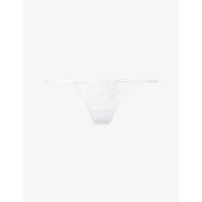 Bluebella Womens White/sheer Leonora Floral-embroidered Lace Thong In Yellow