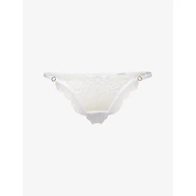 Bluebella Womens  Marisa Embroidered Mesh Briefs In White