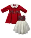 Blueberi Boulevard Baby Girls 2-piece Holiday Plaid Dress And Coat Set In Red