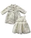 Blueberi Boulevard Baby Girls 2-piece Rosette Dress And Coat Set In White