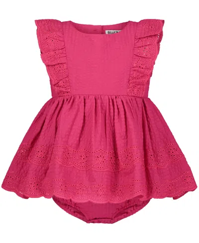 Blueberi Boulevard Baby Girls Lace Trim Fit-and-flare Sundress In Pink