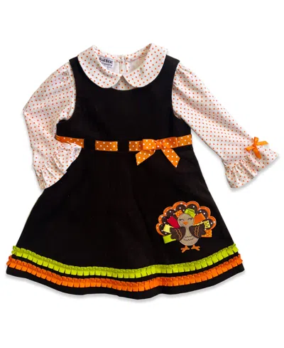 Blueberi Boulevard Baby Girls' Long-sleeve Top And Jumper, 2-piece Set In Brown