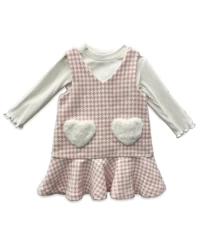 Blueberi Boulevard Baby Girls Mock Neck T-shirt And Long-sleeve Jumper, 2-piece Set In White