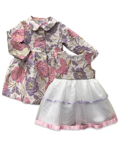 Blueberi Boulevard Baby Girls' Printed Brocade Coat And Dress, 2-piece Set In Multi