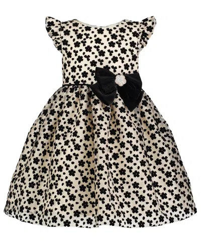 Blueberi Boulevard Baby Girls Round Neck Flocking Dress In Multi