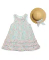 BLUEBERI BOULEVARD BABY GIRLS RUFFLE-TRIM FLORAL SWING DRESS SUN HAT
