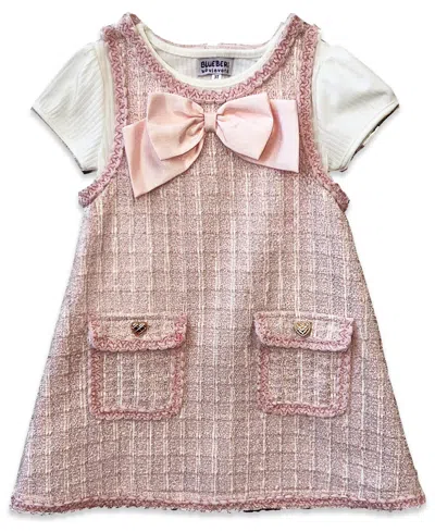 Blueberi Boulevard Baby Girls' Short-sleeve T-shirt And Jumper, 2-piece Set In Pink