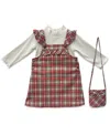 Blueberi Boulevard Girls 2t-6x 3-piece Plaid Jumper, Top And Crossbody Set In Multi