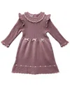 Blueberi Boulevard Infant And Toddler Crochet Trim Flutter Sleeve Sweater Dress In Pink