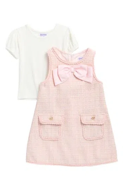 Blueberi Boulevard Kids' Boucl Jumper & Tee Set In Pink