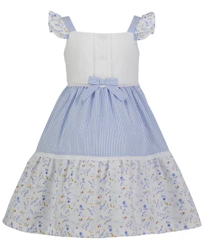 Blueberi Boulevard Kids' Little & Toddler Girls Seersucker Eyelet Tiered A-line Dress In White