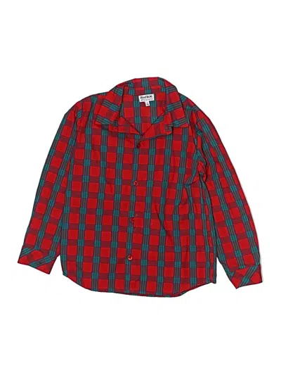 Pre-owned Blueberi Boulevard Kids' Long Sleeve Button Down Shirt In Red