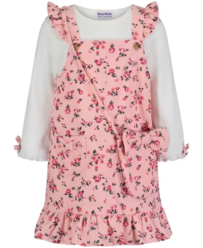 Blueberi Boulevard Kids' Toddler & Little Girls 3-pc Floral Print Jumper & Crossbody Set In Baby Pink