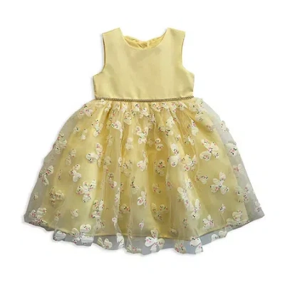 Blueberi Boulevard Babies' Toddler Girls Short Sleeve A-line Dress In Yellow