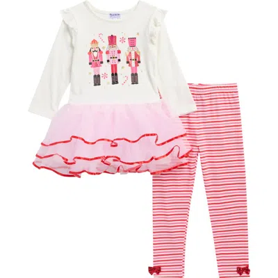 Blueberry Kids' Christmas Tutu Dress & Leggings Set In Multi