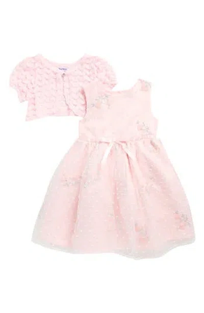 Blueberry Kids' Embroidered Organza Party Dress & Shrug Set