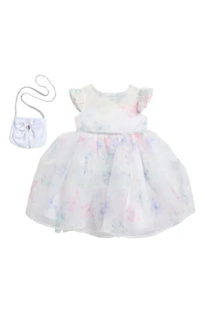 Blueberry Babies'  Kids' Flower Print Dress & Crossbody Bag Set In White/multi