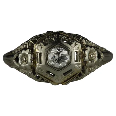 Pre-owned Bluebird Diamond Syndicate Art Deco Diamond Solitaire And Filigree Ring By Bluebird In Multi
