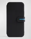 Bluebonnet Iphone 15 Pro Leather Wallet Case In Black