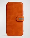 Bluebonnet Iphone 15 Pro Leather Wallet Case In Brown