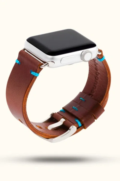 Bluebonnet The Maverick Italian Leather Apple Watch Band In Brown