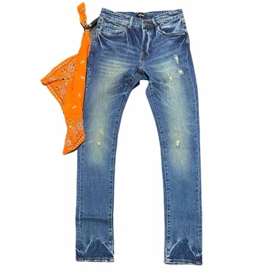Bluecarats Men's Mcqueen 5-pocket Slim Fit Jean In Oil Brushed Indigo In Multi