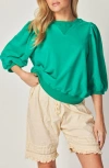 Bluegrey Balloon Sleeve Crop Sweatshirt In Green