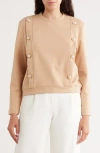Bluegrey Double Faux Pearl Pleated Top In Brown