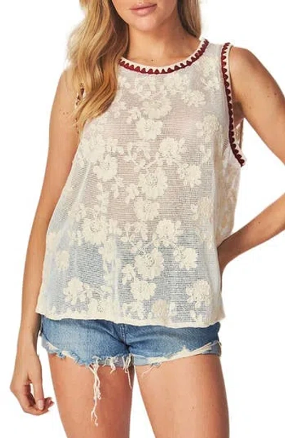 Bluegrey Floral Jacquard Mesh Tank
