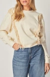 Bluegrey Fringe Trim Crop Sweatshirt In Beige
