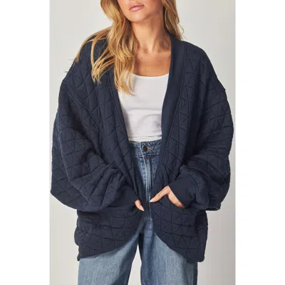 Bluegrey Quilted Cotton Blend Cardigan Sweatshirt In Dark Navy