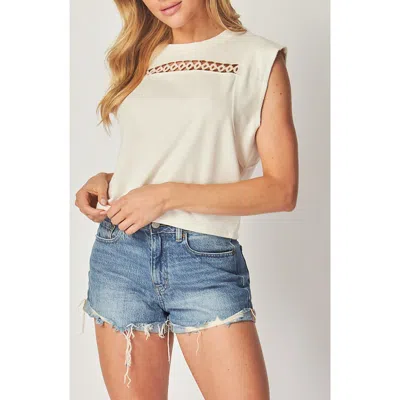 Bluegrey Ring Lace Inset Cap Sleeve T-shirt