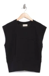 Bluegrey Sleeveless Back Buckle French Terry Top In Black