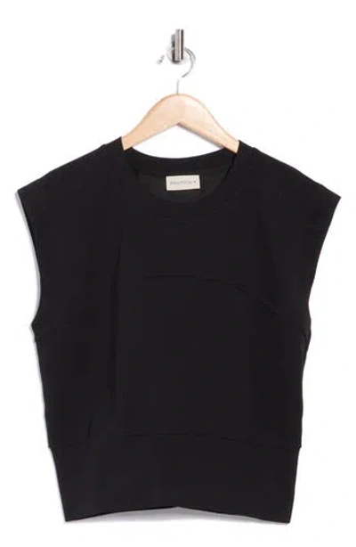 Bluegrey Sleeveless Back Buckle French Terry Top In Black