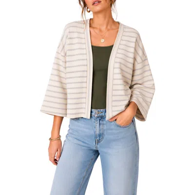 Bluegrey Slub Knit Striped Cardigan In Gray