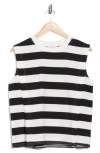 Bluegrey Stripe Pleated Tank In Black
