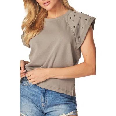 Bluegrey Studded Cap Sleeve T-shirt