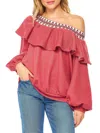 Bluegrey Perfect Love Off-shoulder Sweater In Cherry