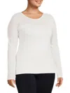 Bluegrey Women's Plus Optical Illusion Mesh Top In Off White