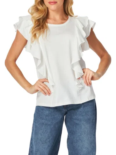 Bluegrey Women's Ruffled Feathers Ruffle Top In White