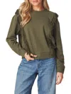 Bluegrey Fringe Trim Crop Sweatshirt In Olive