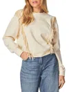 Bluegrey Fringe Trim Crop Sweatshirt In Taupe