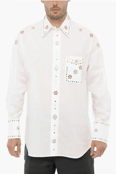 Bluemarble White Jewel Stone Shirt