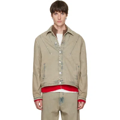 Bluemarble Beige Darted Denim Trucker Jacket In Neutral