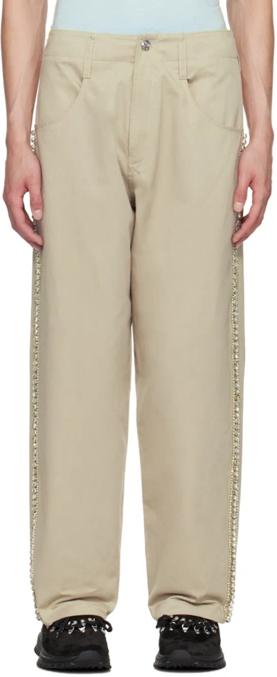 Bluemarble Beige Embroidered Trousers