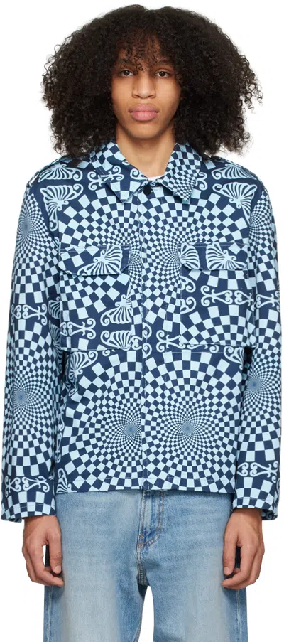 BLUEMARBLE BLUE FOLK CHECKERBOARD JACKET